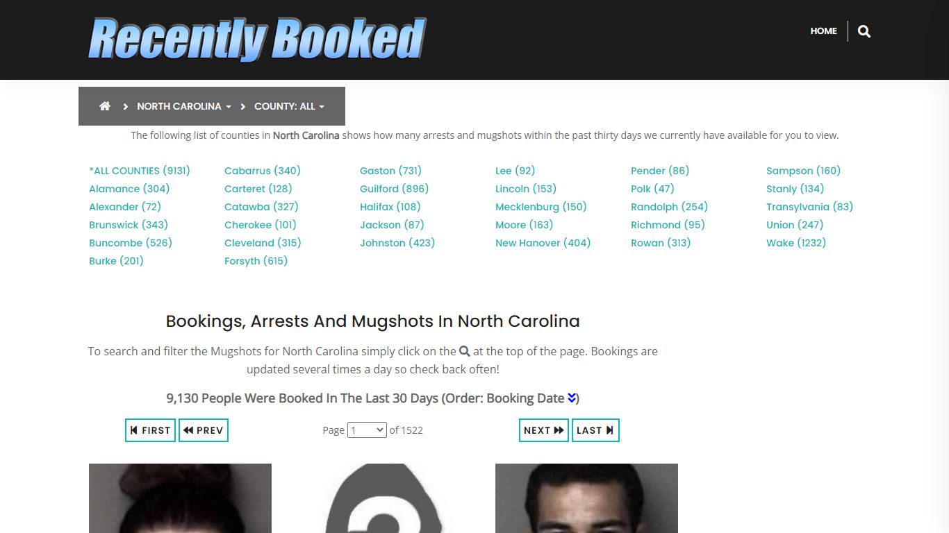 Bookings, Arrests and Mugshots in New Hanover County, North Carolina